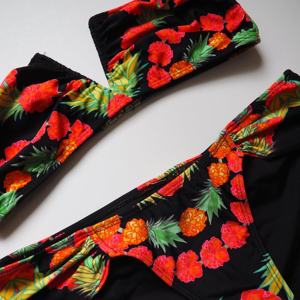 Mara Hoffman V-Wire Floral Garlands Black Bikini